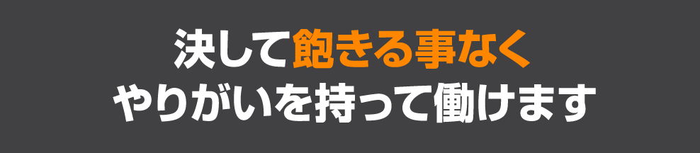 決して飽きる事なくやりがいを持って働けます